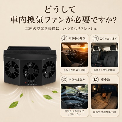 Ryo Air |ソーラー＆充電式 車載ファン