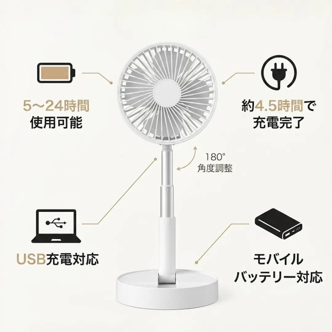 cadisen-src:8062321ec15f Kaze Fan  折りたたみ式コードレス扇風機 UPS