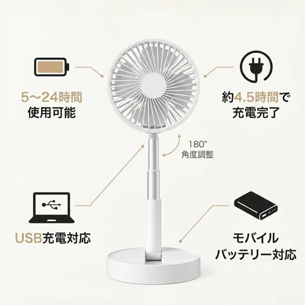 cadisen-src:8062321ec15f Kaze Fan  折りたたみ式コードレス扇風機